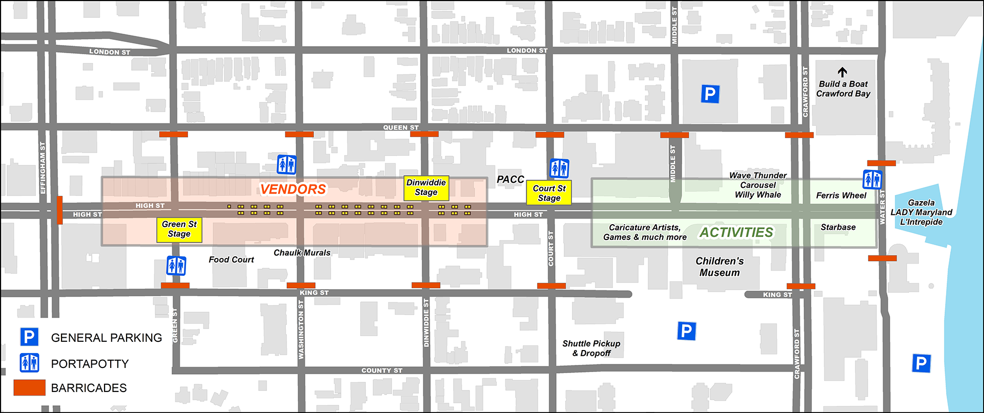 Sail Virginia High Street Map