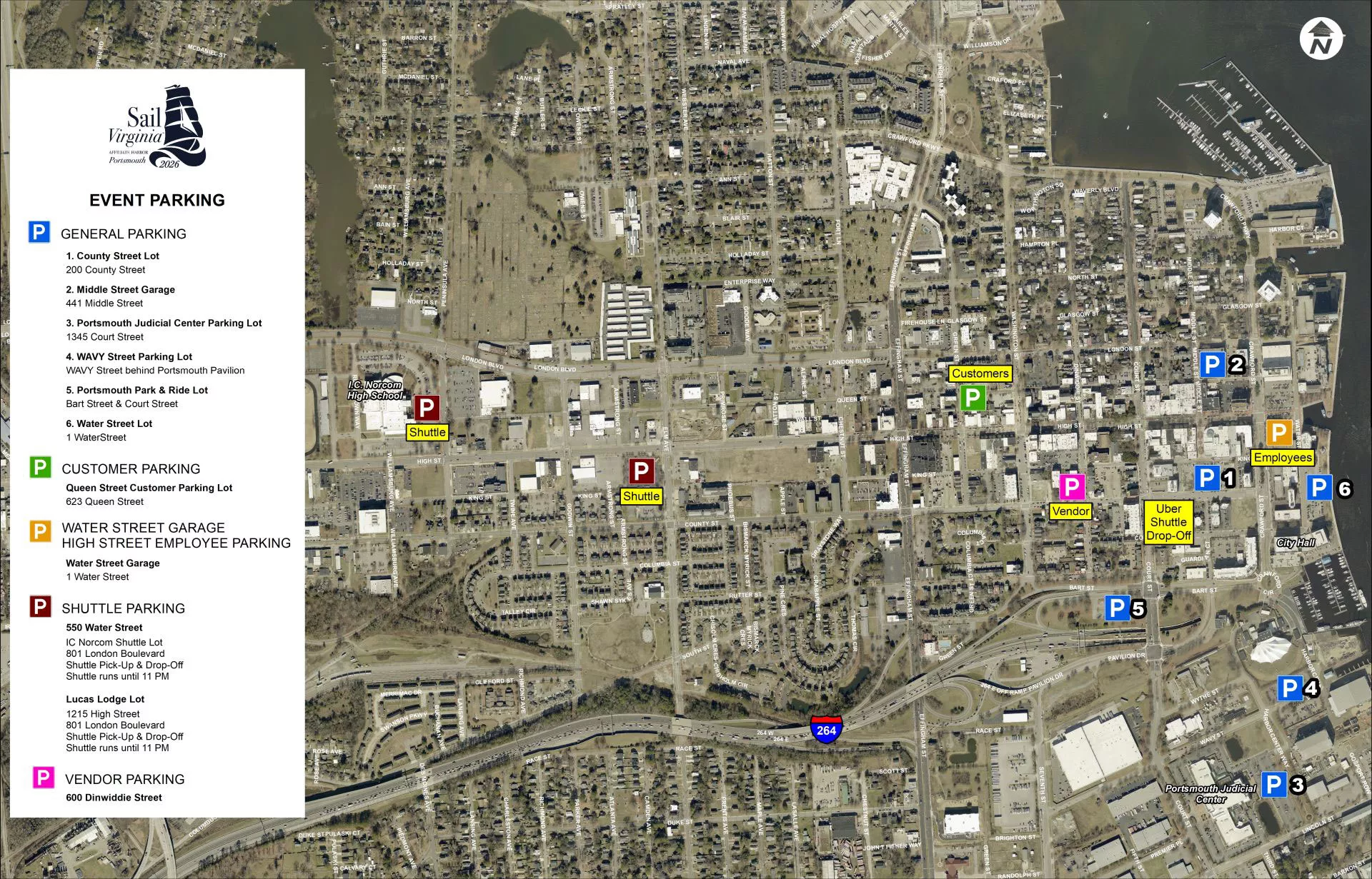 Sail Virginia Parking Map